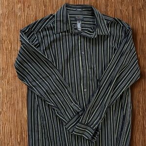 Axcess Black and White Striped Casual Shirt
